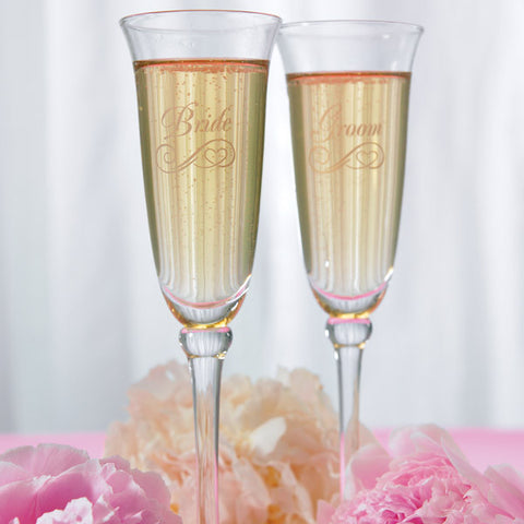 Classic Engraved Wedding Champagne Glasses No Inscription - single