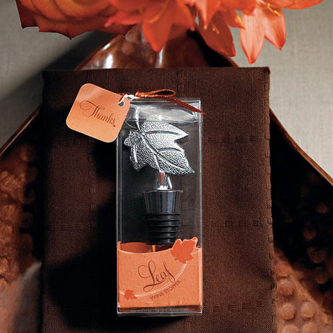 Silver Leaf Wine Bottle Stopper Gift Boxed