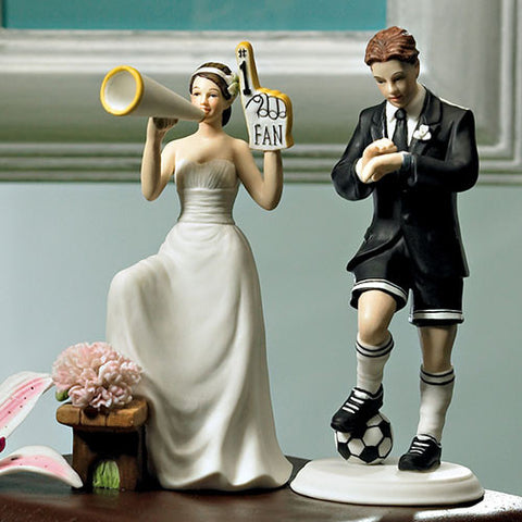 His Biggest Fan Bride and Groom Cake Topper #1 Fan Cheering Bride Figurine