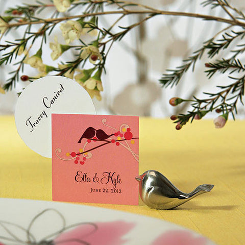 Love Bird Card Holders with Brushed Silver Finish