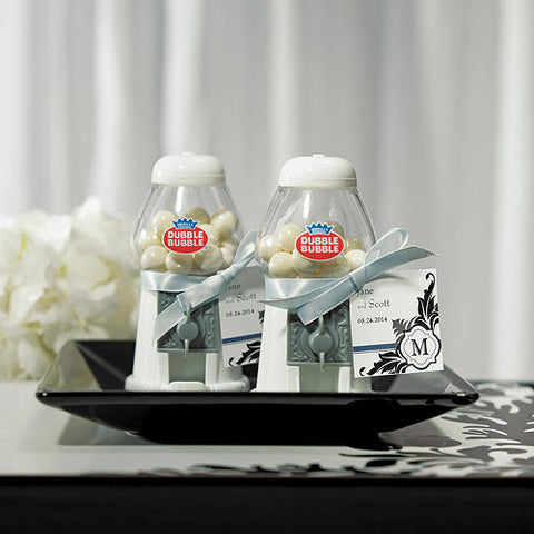 Mini White Gumball Machine Favor with Gumballs