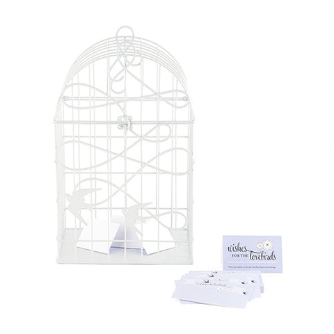 Modern Decorative Birdcage with Birds in Flight - White
