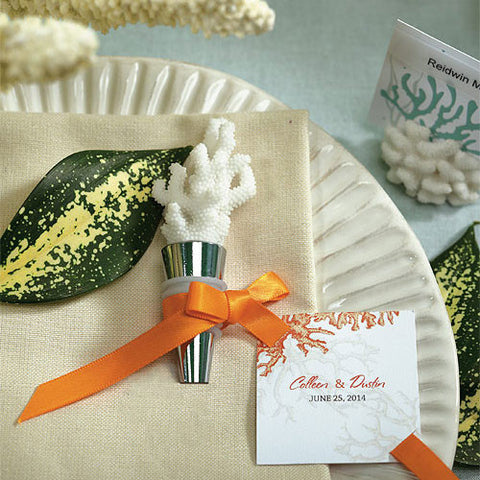 White Coral Wine Bottle Stopper Favor Gift Boxed