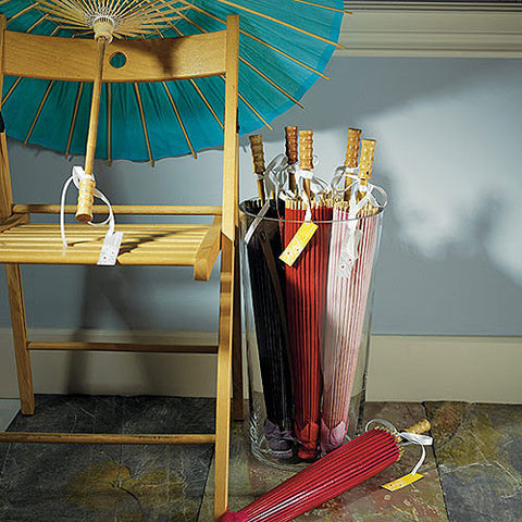 Paper Parasol with Bamboo Boning Caribbean Blue