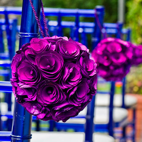 Floral Pomander Ball Made With Wood Curls - Medium Fuchsia