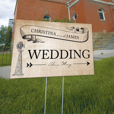 Rustic Country Wedding Directional Sign Black