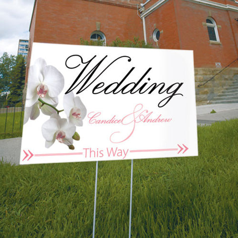 Classic Orchid Wedding Directional Sign Pastel Pink