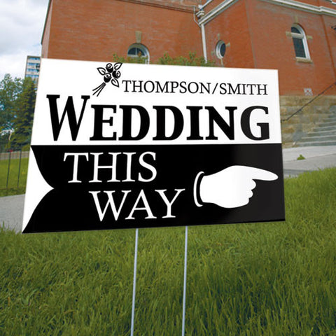 Wedding This Way Wedding Directional Sign Classical Green