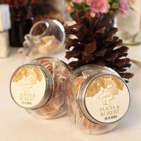 Small Glass Candy Jar with Lid Wedding Favor