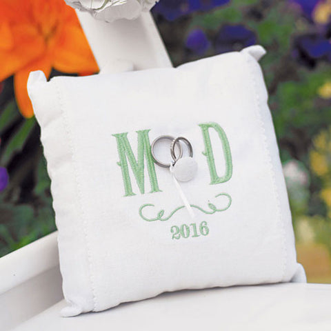 "Simply Sweet" Personalized Vineyard Monogram Ring Pillow
