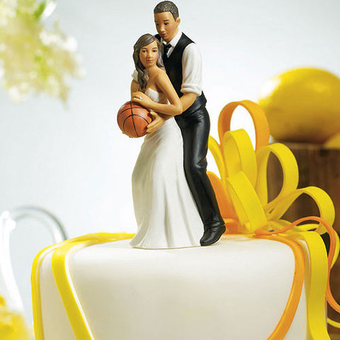 One on One Basketball Bride and Groom Cake Topper Ethnic