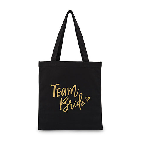 Team Bride Black Canvas Tote Bag Tote Bag with Gussets