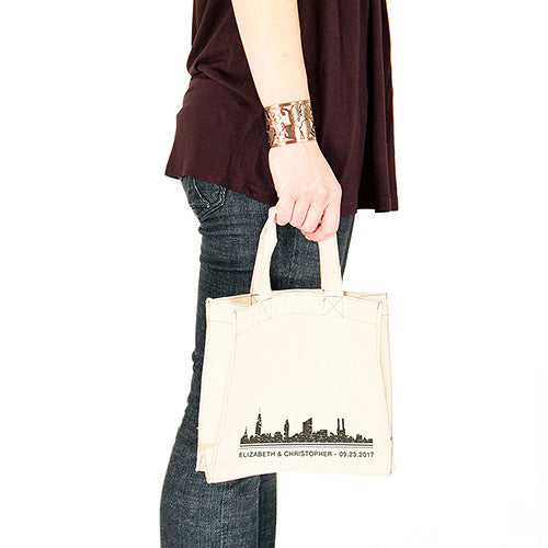 City Style Personalized Tote Bag Mini Tote with Gussets Charcoal