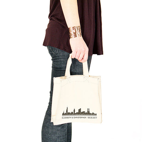City Style Personalized Tote Bag Mini Tote with Gussets Charcoal
