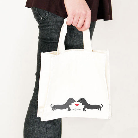 Puppy Love Personalized Tote Bag Mini Tote with Gussets Red