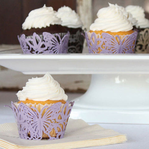 Beautiful Butterfly Filigree Paper Cupcake Wrappers Lavender Shimmer