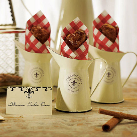 Vintage White Enamelware Pitcher Wedding Favor
