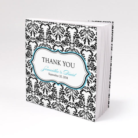 Damask Love Bird Notepad Favor with Custom Cover Royal Blue