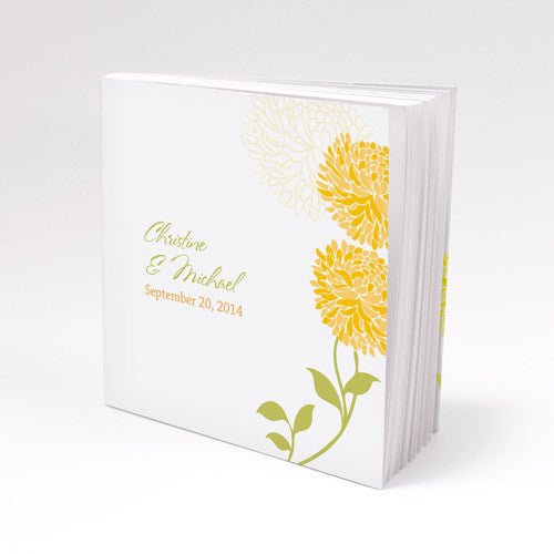 Personalized Zinnia Bloom Notepad Wedding Favor Black
