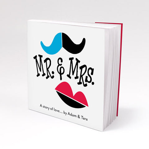 Notepad Favor with Personalized Mr. & Mrs. - A Story of Love Cover Red