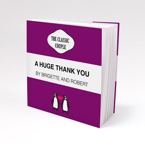 Personalized Notepad Favor with Penguin Couple Red