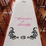 Love Bird Damask Personalized Aisle Runner Plain White Royal Blue
