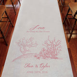 Reef Coral Personalized Aisle Runner Plain White Red