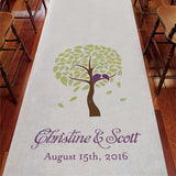 Love Bird Tree Personalized Aisle Runner Plain White Red