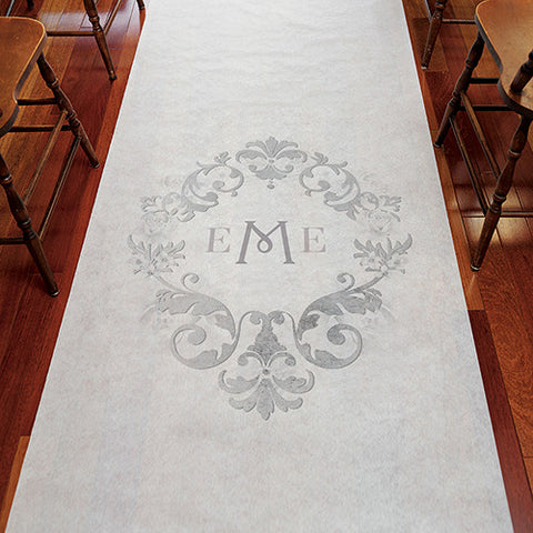 Monogram Simplicity Personalized Aisle Runner White With Hearts
