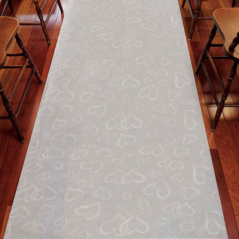 Aisle Runner - White With All Over Heart Design