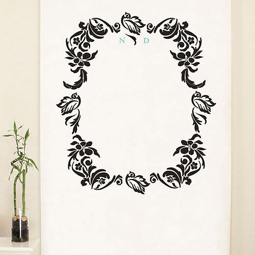 Love Bird Damask Monogram Personalized Photo Backdrop Royal Blue