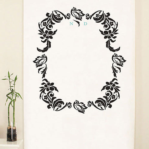 Love Bird Damask Monogram Personalized Photo Backdrop Royal Blue