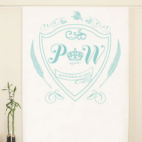 Regal Monogram Personalized Photo Backdrop Navy Blue