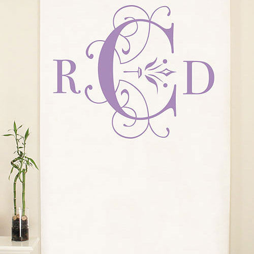 Classic Deco Monogram Personalized Photo Backdrop Lavender