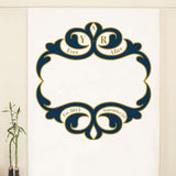 Ornate Monogram Personalized Photo Backdrop Navy Blue