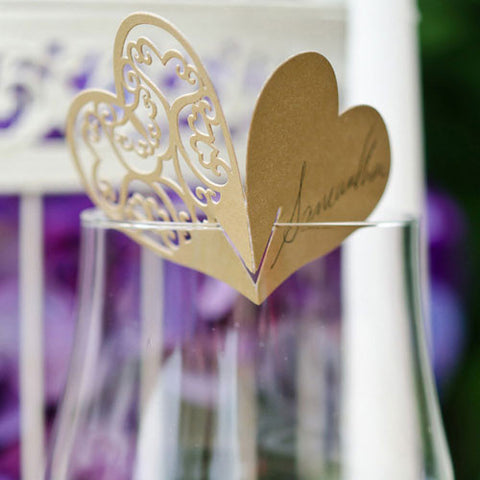 Laser Expressions Double Heart Filigree Die Cut Card Shimmer Paper  Ivory