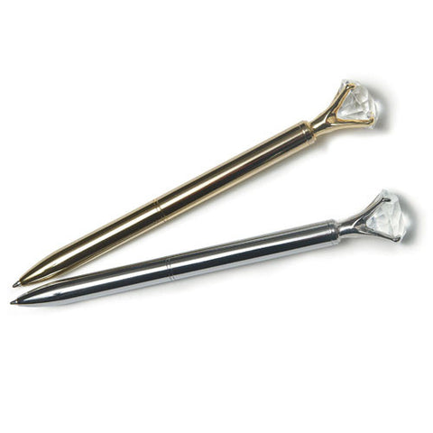Wedding Pen with Clear Diamond Decoration Silver
