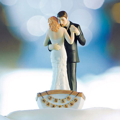 "Row Away" Wedding Couple in Rowboat Figurine