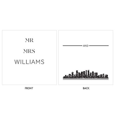 City Style Personalized Clear Acrylic Block Cake Topper Black