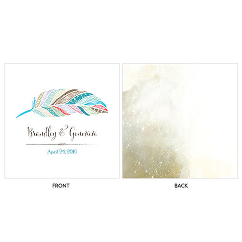 Feather Whimsy Personalized Clear Acrylic Block Cake Topper Purple