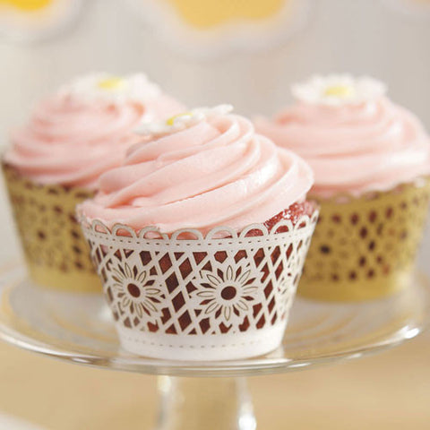 Floral Art Deco Filigree Paper Cupcake Wrappers Gold
