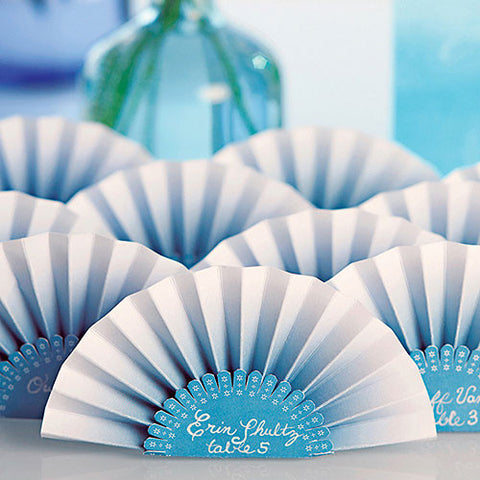 Paper Fan Place Card Dark Pink