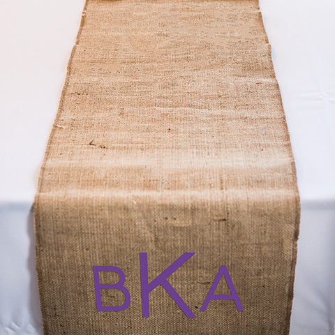 Geo Marble Personalized Burlap Table Runner (90" / 2.3m long) Lavender