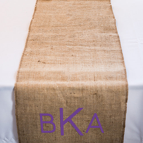 Geo Marble Personalized Burlap Table Runner (120" / 3.0m long) Lavender