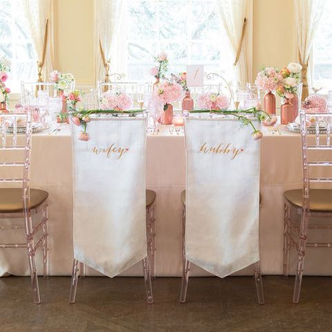 Wifey and Hubby Embroidered Chair Banner Set