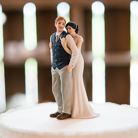 A Sweet Embrace – Bride Embracing Groom Couple Figurine