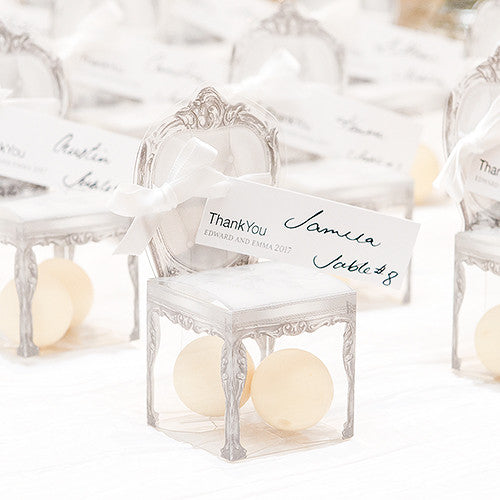Transparent Chair Favor Boxes Smoke Grey