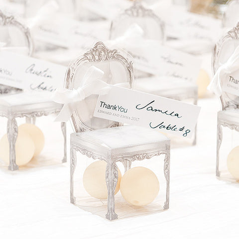 Transparent Chair Favor Boxes Smoke Grey