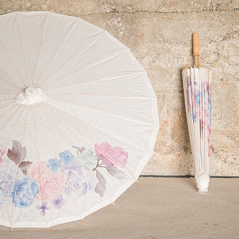 Paper Parasol with Vintage Floral Print