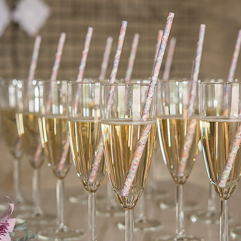 Vintage Floral Paper Drinking Straws